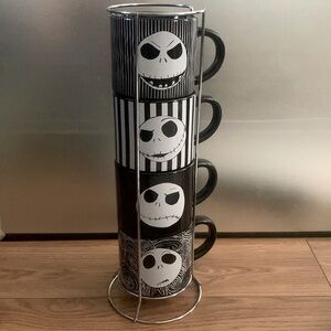 Nightmare Before Christmas mug set. 4 Jack, sally black and white. Halloween